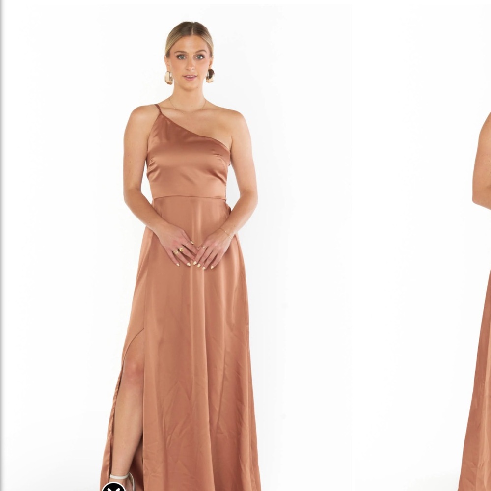 Shannon one shoulder copper luxe maxi dress